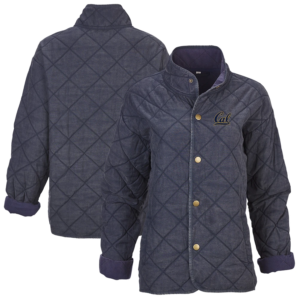 Women's Boxercraft Navy Cal Bears Quilted Market Full-Zip Jacket