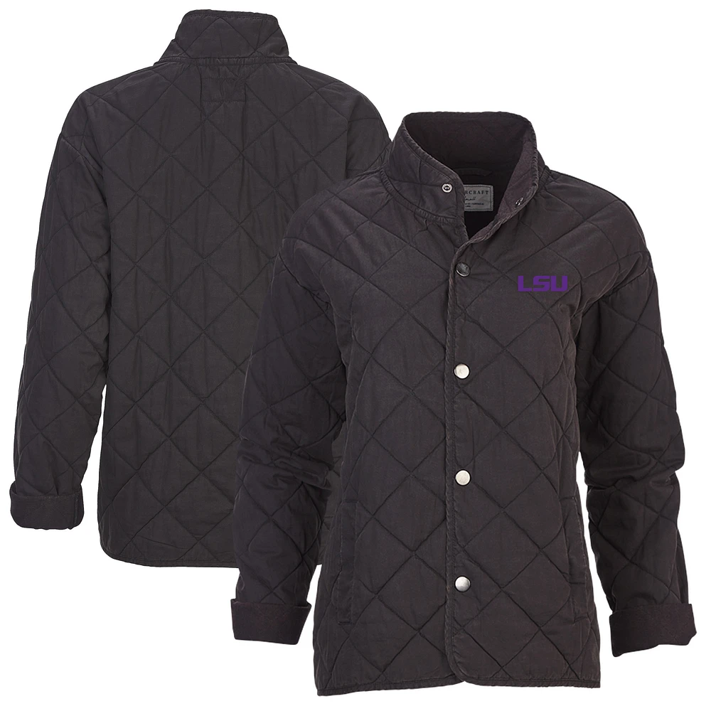 Women's Boxercraft Black LSU Tigers Quilted Market Full-Zip Jacket