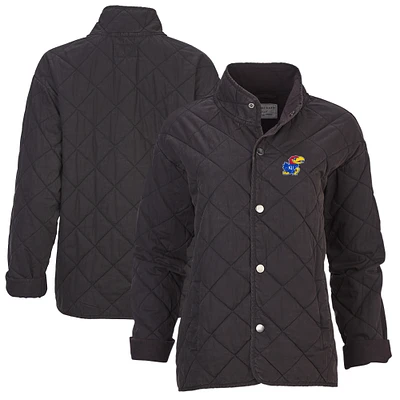 Women's Boxercraft Black Kansas Jayhawks Quilted Market Full-Zip Jacket