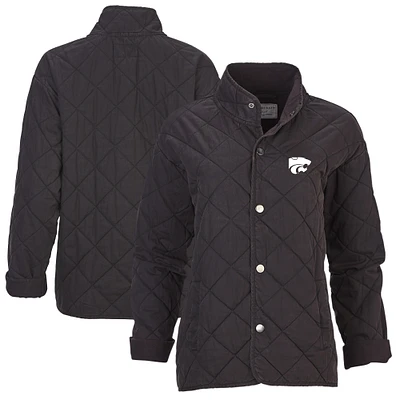 Women's Boxercraft Black Kansas State Wildcats Quilted Market Full-Zip Jacket