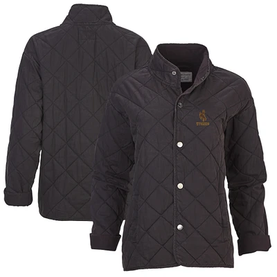 Women's Boxercraft Black Wyoming Cowboys Quilted Market Full-Zip Jacket