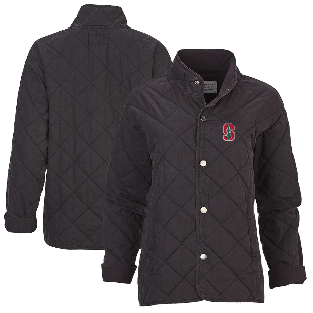 Women's Boxercraft Black Stanford Cardinal Quilted Market Full-Zip Jacket