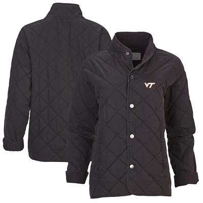 Women's Boxercraft Black Virginia Tech Hokies Quilted Market Full-Zip Jacket