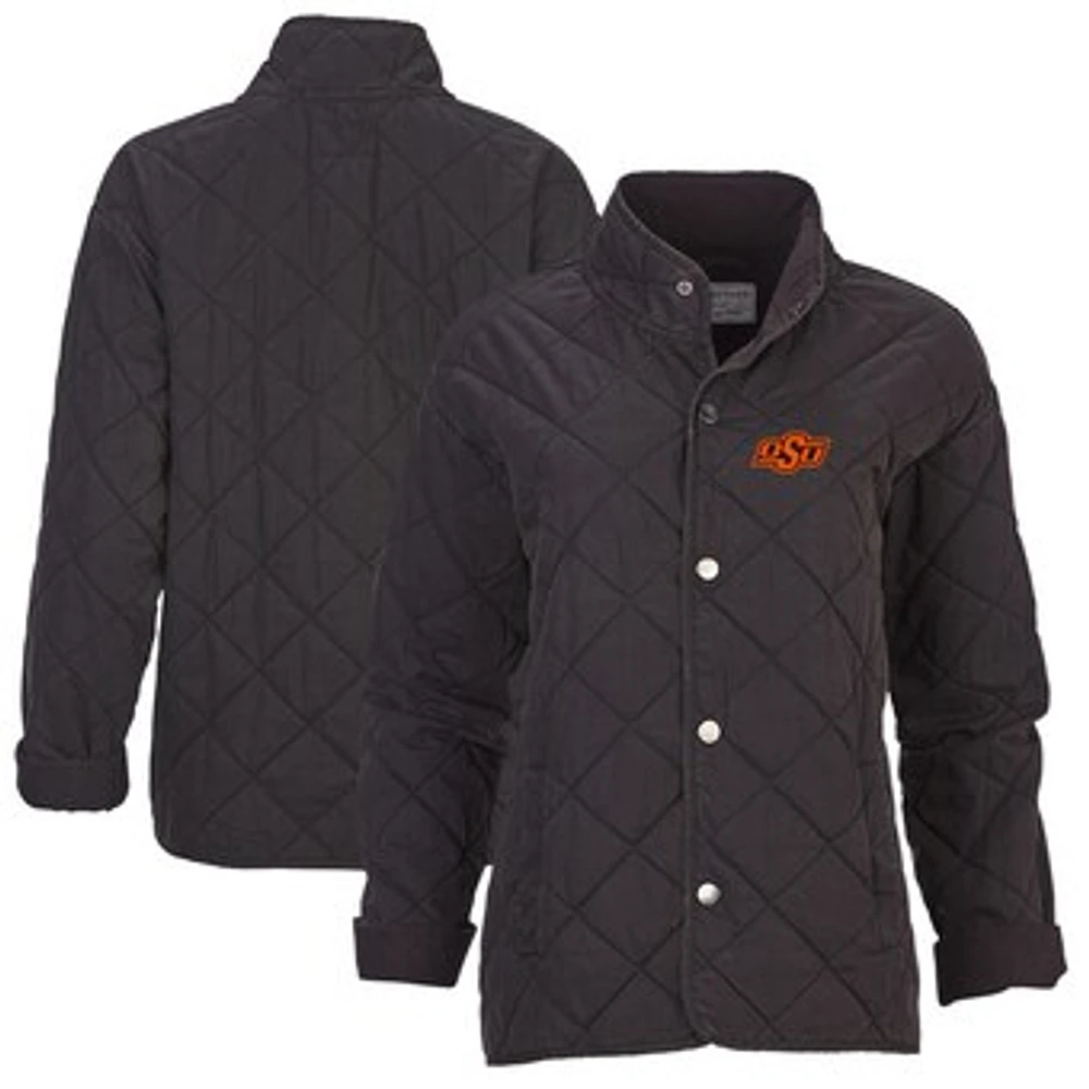Women's Boxercraft Black Oklahoma State Cowboys Quilted Market Full-Zip Jacket