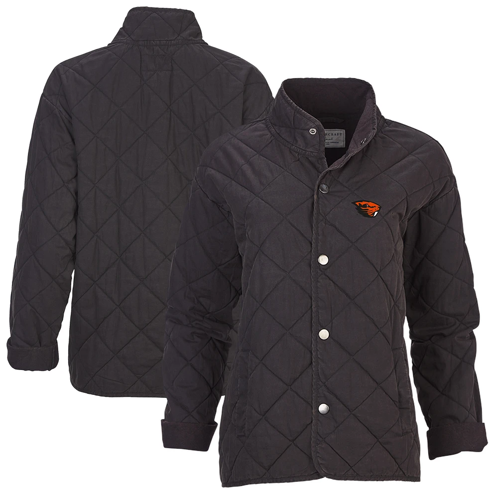 Women's Boxercraft Black Oregon State Beavers Quilted Market Full-Zip Jacket