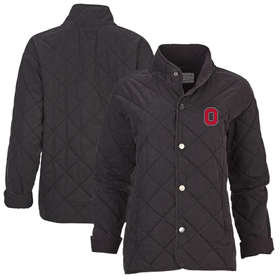 Women's Boxercraft Black Ohio State Buckeyes Quilted Market Full-Zip Jacket