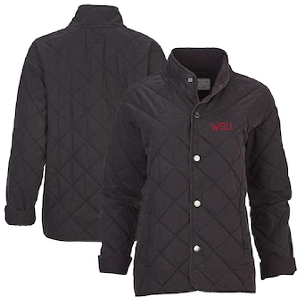 Women's Boxercraft Black Washington State Cougars Quilted Market Full-Zip Jacket