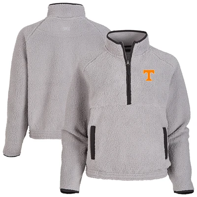 Women's Boxercraft Gray Tennessee Volunteers Everest Raglan Fleece Half-Zip Sweatshirt