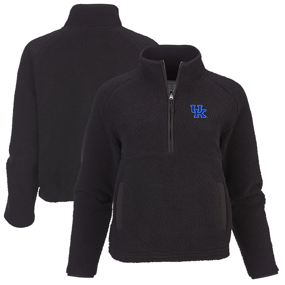Women's Boxercraft Black Kentucky Wildcats Everest Raglan Fleece Half-Zip Sweatshirt
