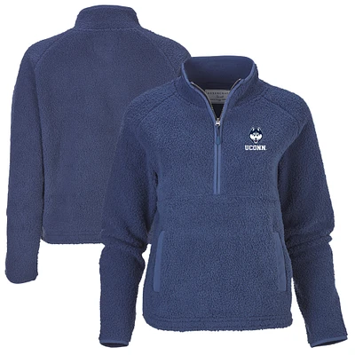 Women's Boxercraft Blue UConn Huskies Everest Raglan Fleece Half-Zip Sweatshirt