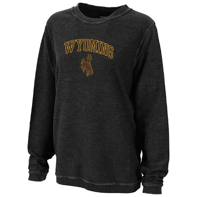 Women's Boxercraft Black Wyoming Cowboys Rally Corduroy Pullover Sweatshirt