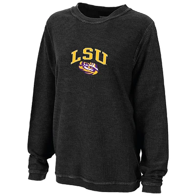 Women's Boxercraft Black LSU Tigers Rally Corduroy Pullover Sweatshirt