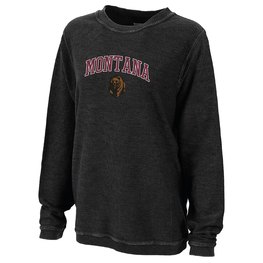 Women's Boxercraft Black Montana Grizzlies Rally Corduroy Pullover Sweatshirt