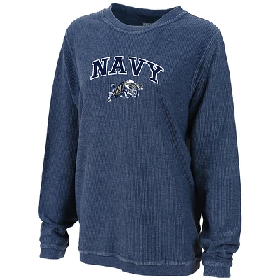 Women's Boxercraft Blue Navy Midshipmen Rally Corduroy Pullover Sweatshirt