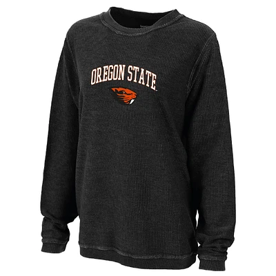 Women's Boxercraft Black Oregon State Beavers Rally Corduroy Pullover Sweatshirt