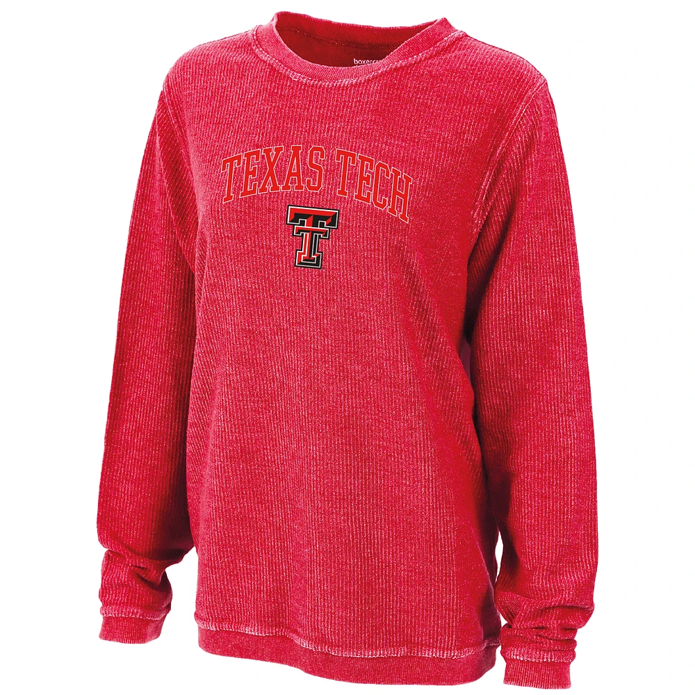 Women's Boxercraft Red Texas Tech Raiders Rally Corduroy Pullover Sweatshirt