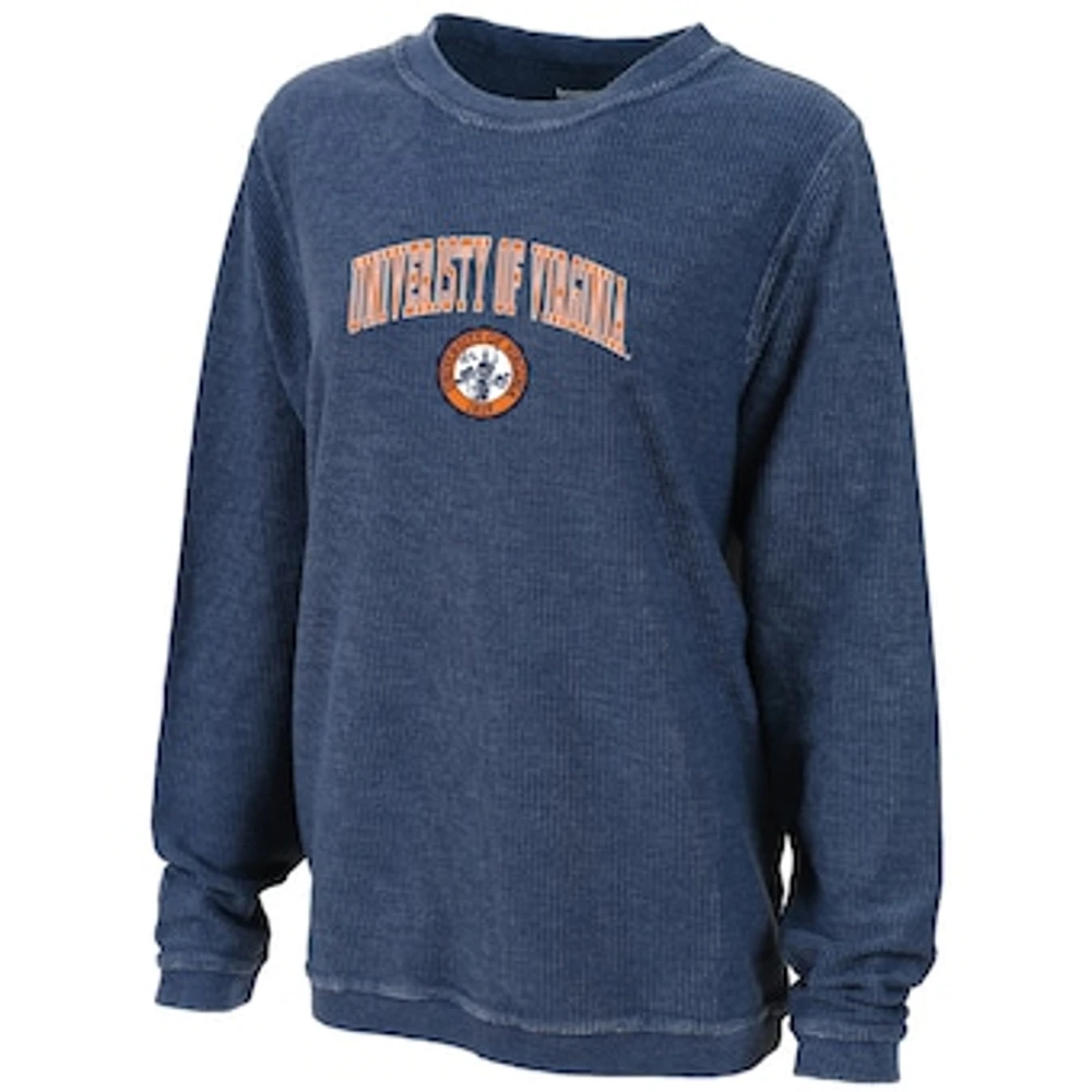 Women's Boxercraft Blue Virginia Cavaliers Rally Corduroy Pullover Sweatshirt