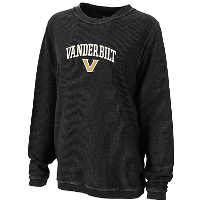 Women's Boxercraft Black Vanderbilt Commodores Rally Corduroy Pullover Sweatshirt