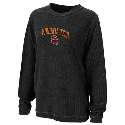 Women's Boxercraft Black Virginia Tech Hokies Rally Corduroy Pullover Sweatshirt