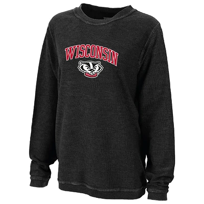 Women's Boxercraft Black Wisconsin Badgers Rally Corduroy Pullover Sweatshirt