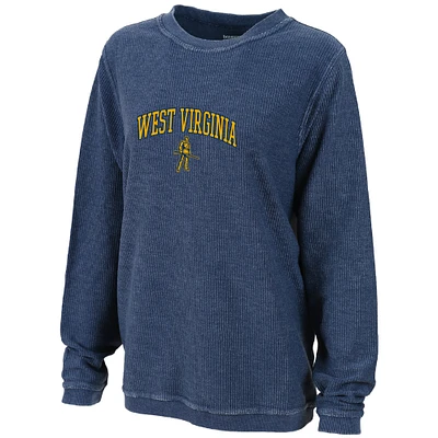Women's Boxercraft Blue West Virginia Mountaineers Rally Corduroy Pullover Sweatshirt