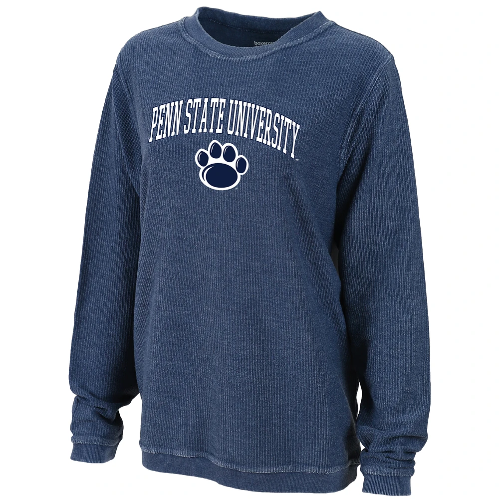 Women's Boxercraft Blue Penn State Nittany Lions Rally Corduroy Pullover Sweatshirt