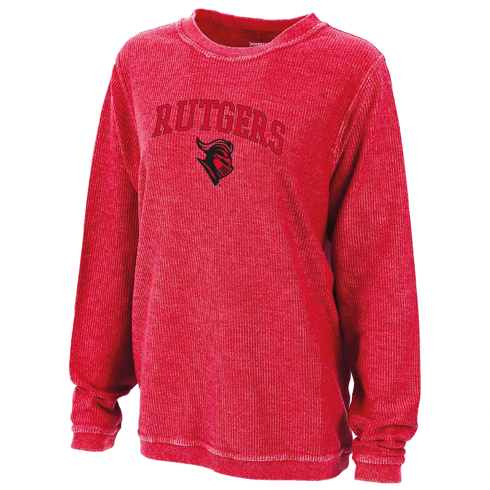 Women's Boxercraft Scarlet Rutgers Knights Rally Corduroy Pullover Sweatshirt