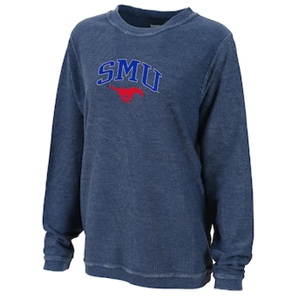 Women's Boxercraft Royal SMU Mustangs Rally Corduroy Pullover Sweatshirt