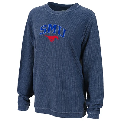 Women's Boxercraft Royal SMU Mustangs Rally Corduroy Pullover Sweatshirt