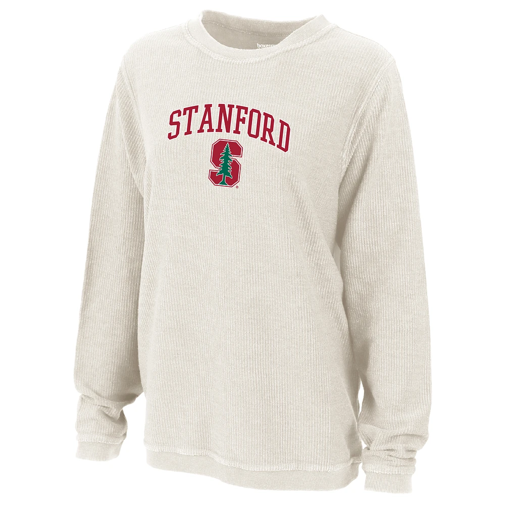 Women's Boxercraft Natural Stanford Cardinal Rally Corduroy Pullover Sweatshirt
