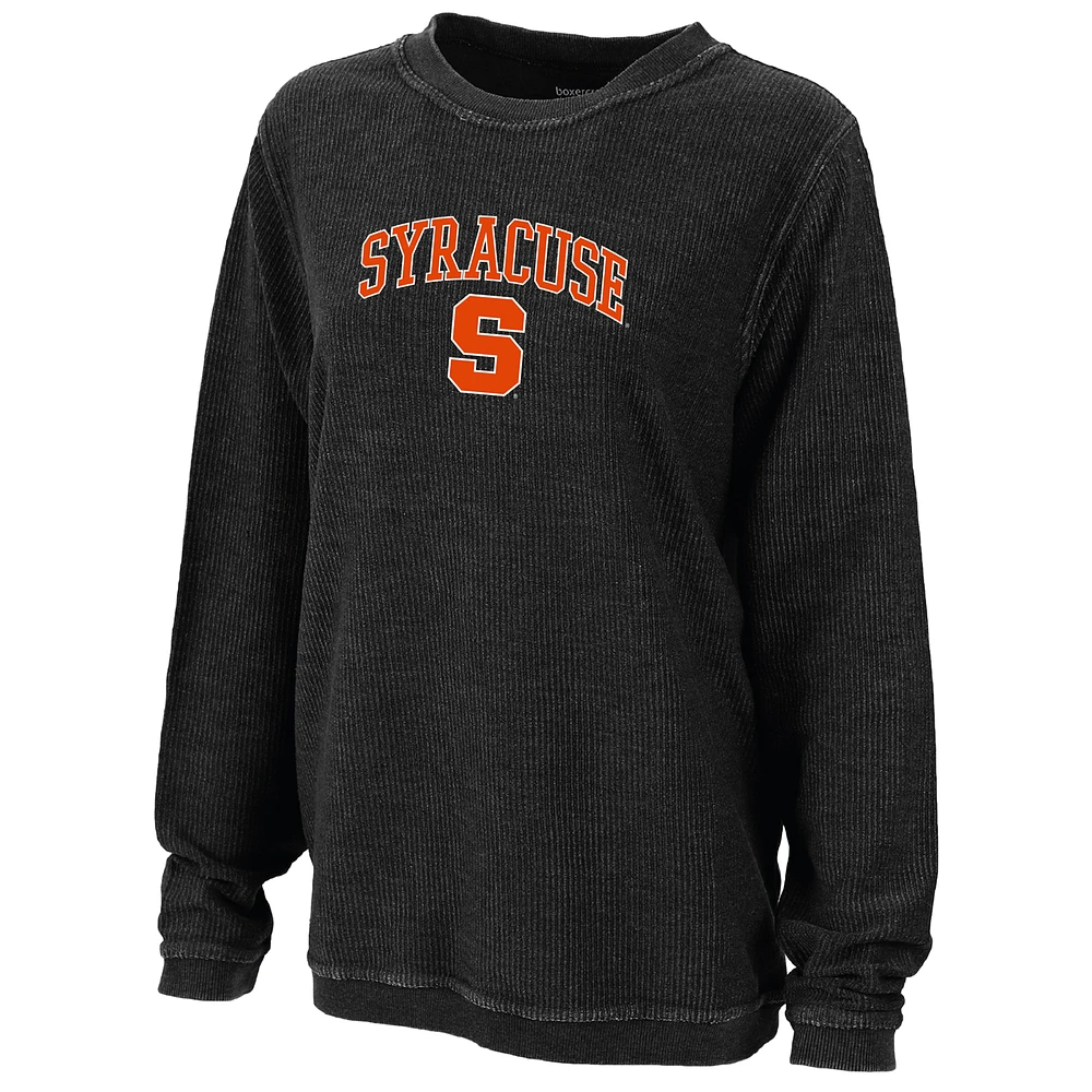 Women's Boxercraft Black Syracuse Orange Rally Corduroy Pullover Sweatshirt
