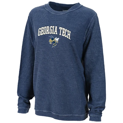 Women's Boxercraft Blue Georgia Tech Yellow Jackets Rally Corduroy Pullover Sweatshirt