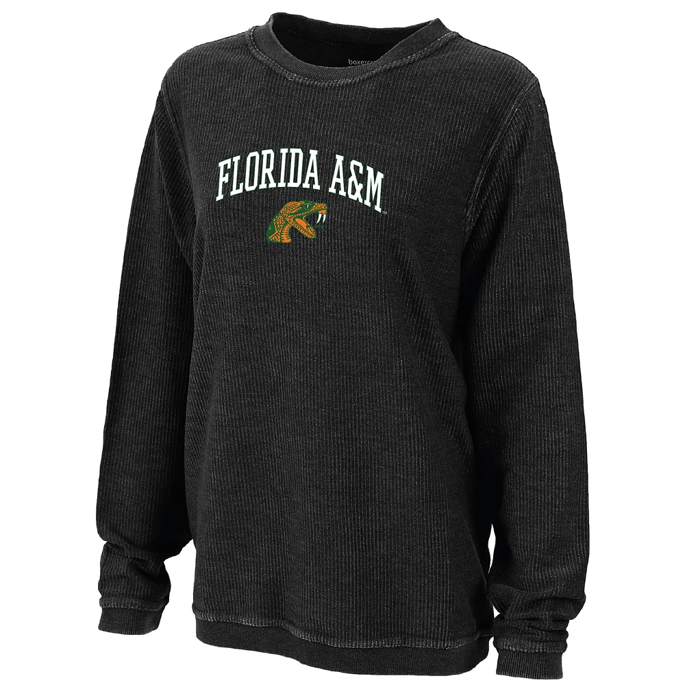 Women's Boxercraft Black Florida A&M Rattlers Rally Corduroy Pullover Sweatshirt