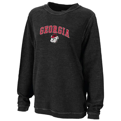 Women's Boxercraft Black Georgia Bulldogs Rally Corduroy Pullover Sweatshirt