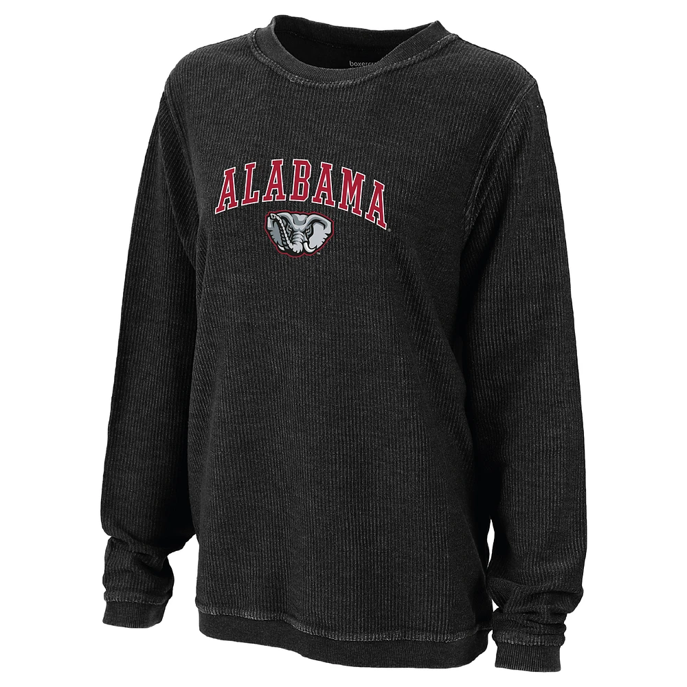 Women's Boxercraft Black Alabama Crimson Tide Rally Corduroy Pullover Sweatshirt