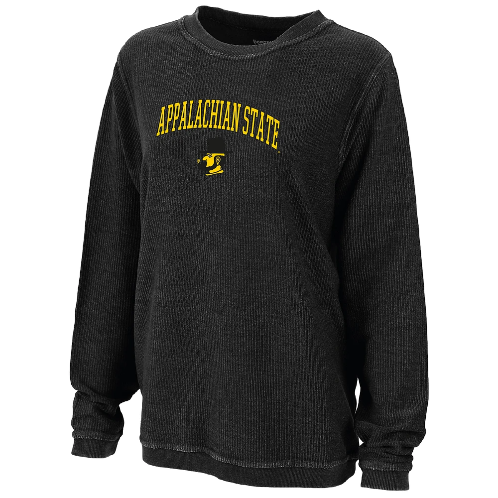 Women's Boxercraft Black Appalachian State Mountaineers Rally Corduroy Pullover Sweatshirt