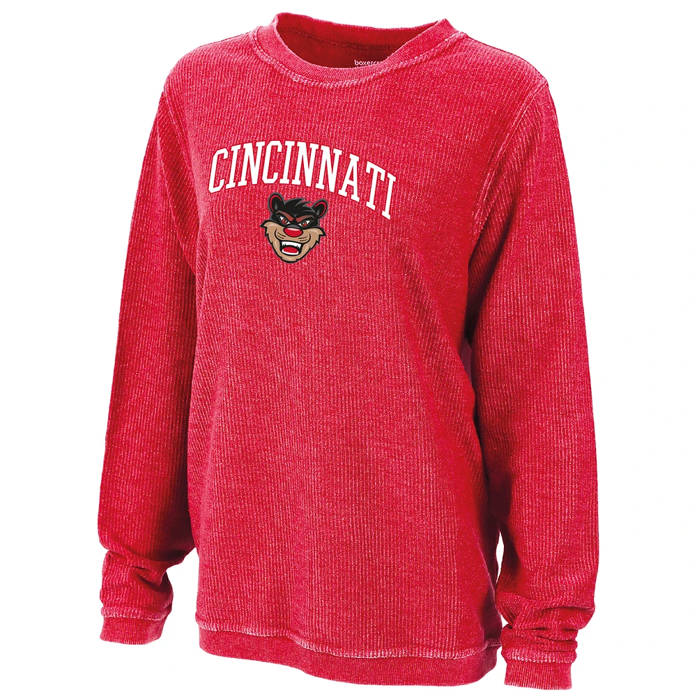 Women's Boxercraft Red Cincinnati Bearcats Rally Corduroy Pullover Sweatshirt