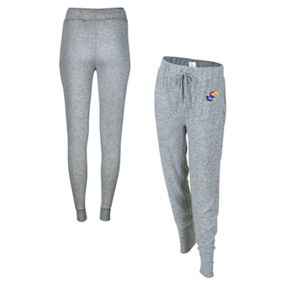 Women's Boxercraft Gray Kansas Jayhawks Cuddle Tri-Blend Jogger Pants