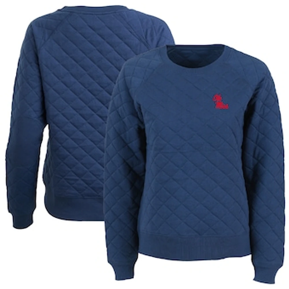 Women's Boxercraft Navy Ole Miss Rebels Quilted Pullover Sweatshirt