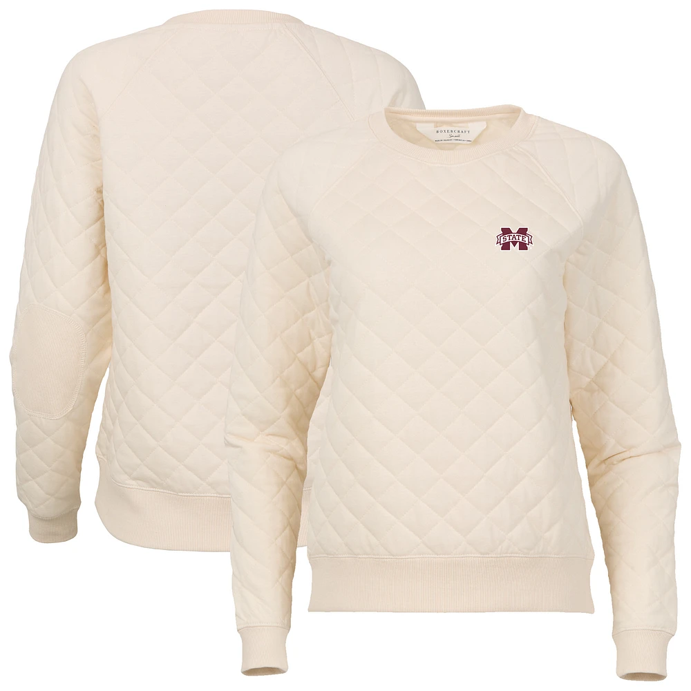 Women's Boxercraft Cream Mississippi State Bulldogs Quilted Pullover Sweatshirt