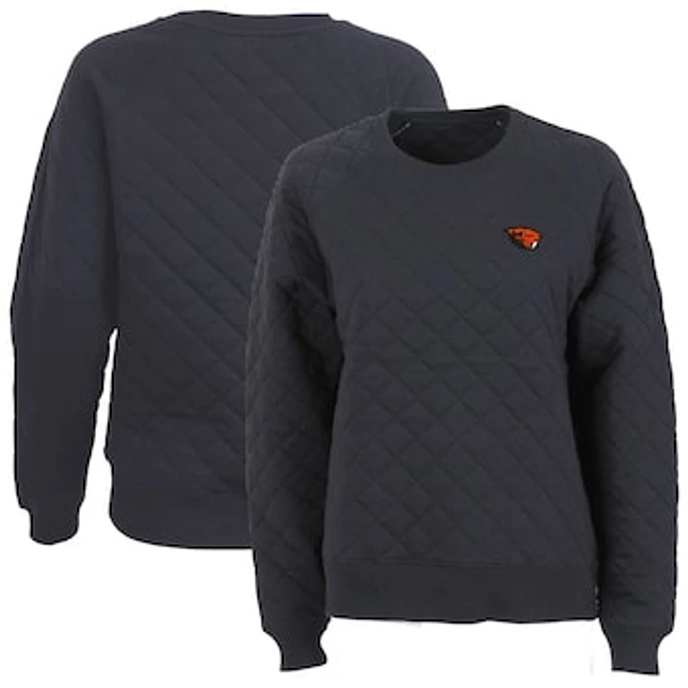 Women's Boxercraft Black Oregon State Beavers Quilted Pullover Sweatshirt