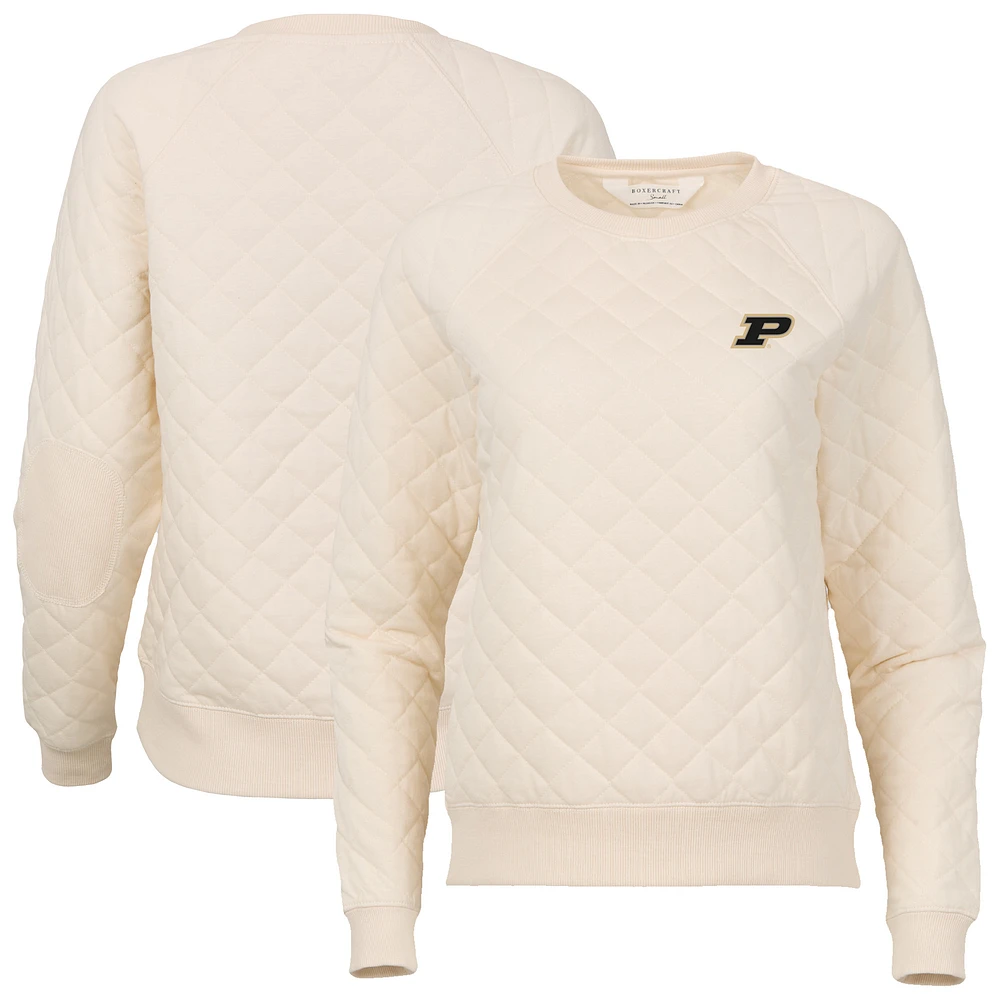 Women's Boxercraft Cream Purdue Boilermakers Quilted Pullover Sweatshirt