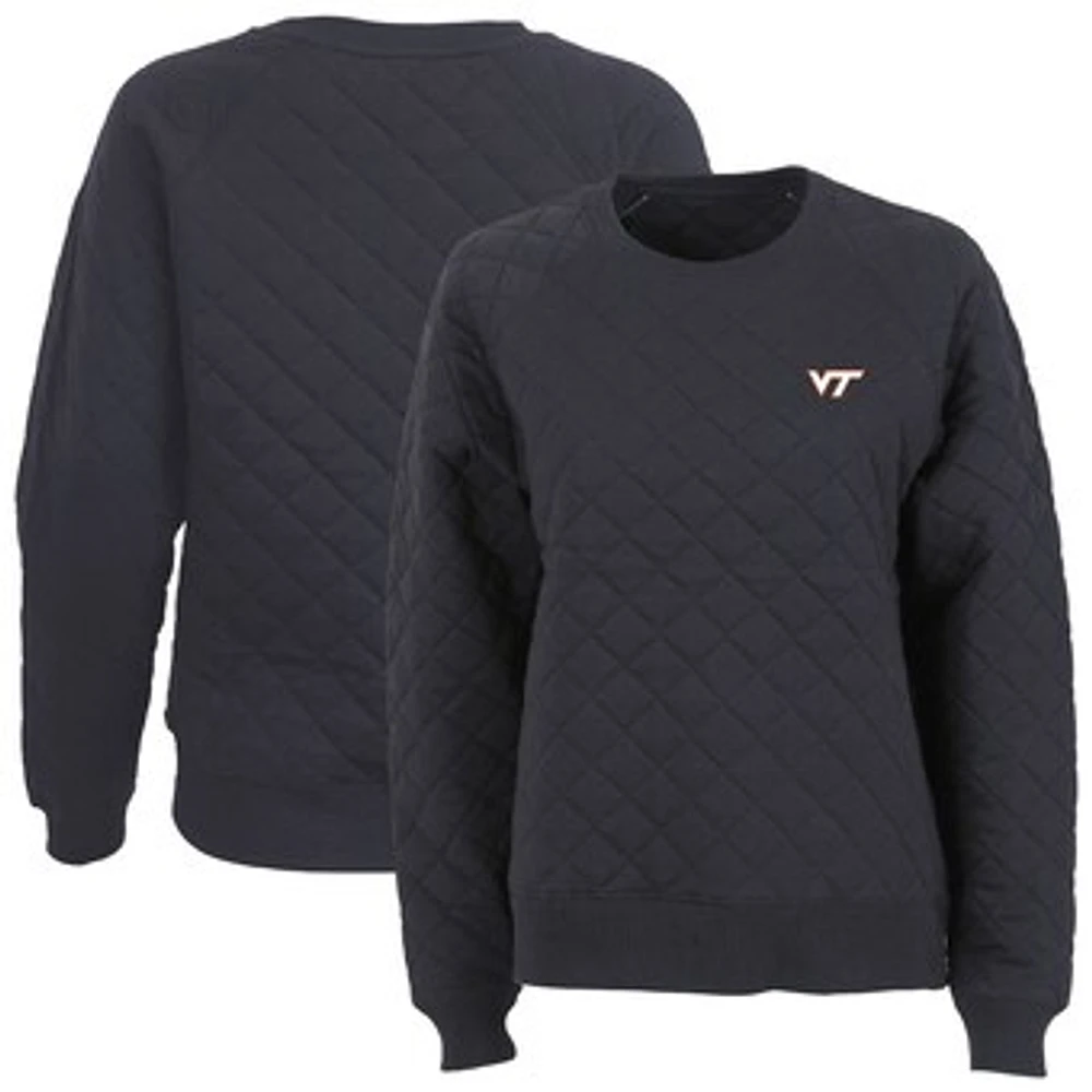Women's Boxercraft Black Virginia Tech Hokies Quilted Pullover Sweatshirt