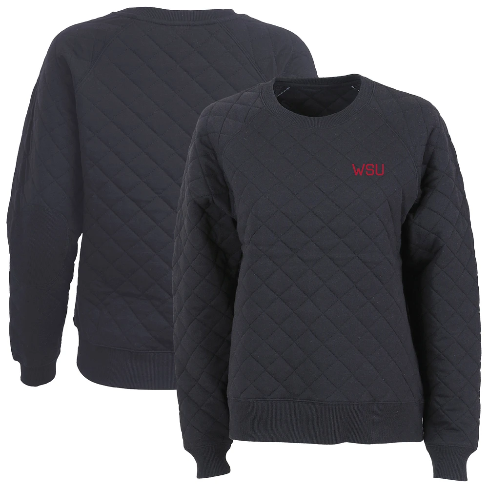 Women's Boxercraft Black Washington State Cougars Quilted Pullover Sweatshirt