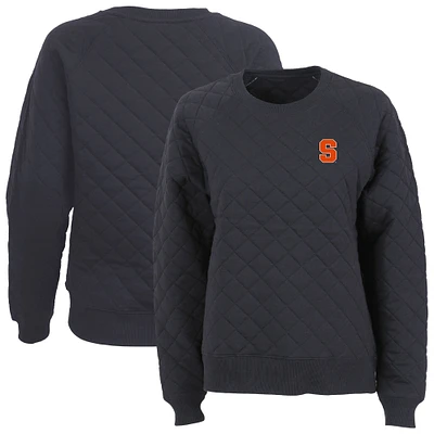 Women's Boxercraft Black Syracuse Orange Quilted Pullover Sweatshirt