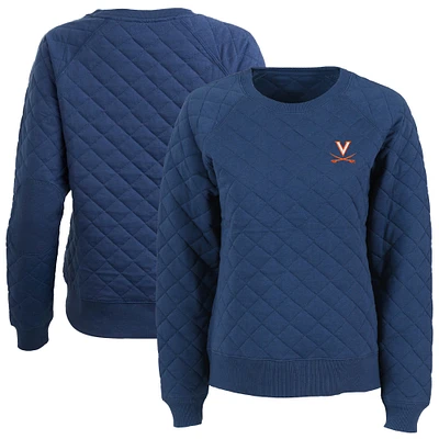 Women's Boxercraft Navy Virginia Cavaliers Quilted Pullover Sweatshirt