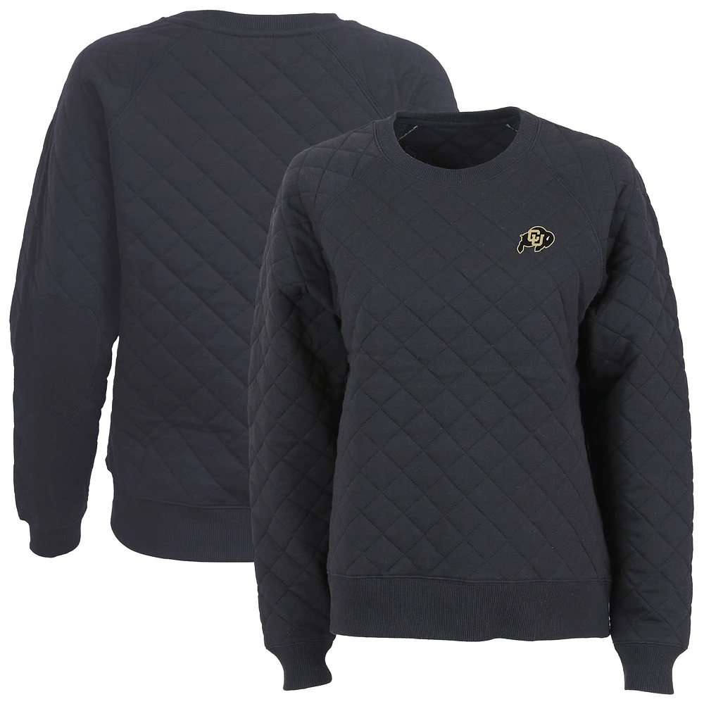 Women's Boxercraft Black Colorado Buffaloes Quilted Pullover Sweatshirt