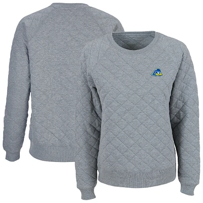 Women's Boxercraft Gray Delaware Fightin' Blue Hens Quilted Pullover Sweatshirt