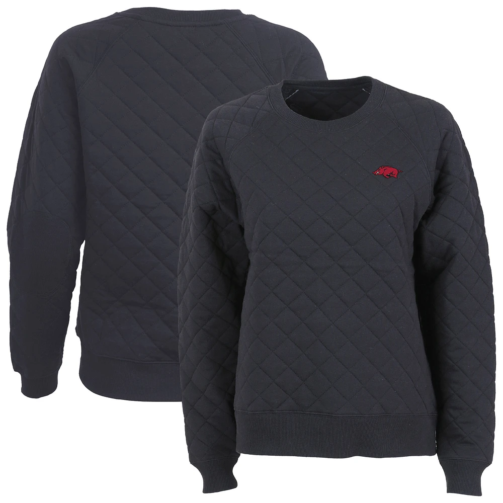 Women's Boxercraft Black Arkansas Razorbacks Quilted Pullover Sweatshirt