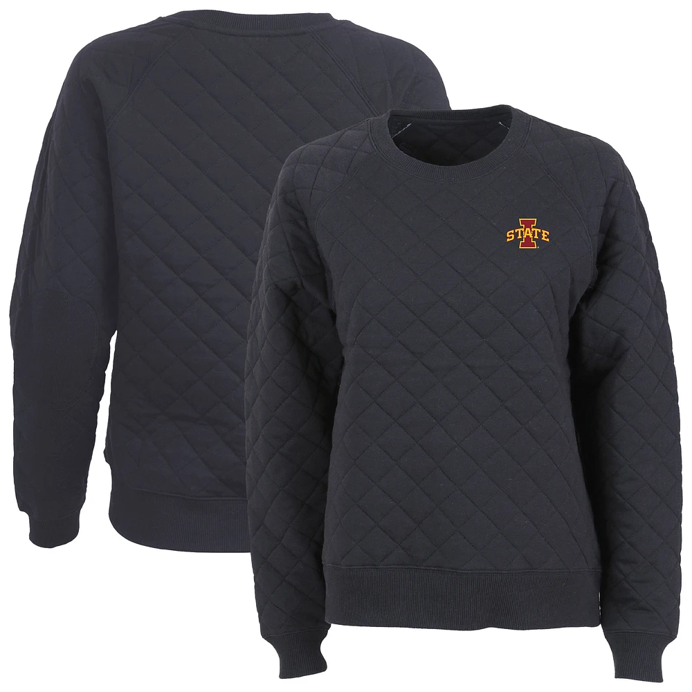 Women's Boxercraft Black Iowa State Cyclones Quilted Pullover Sweatshirt